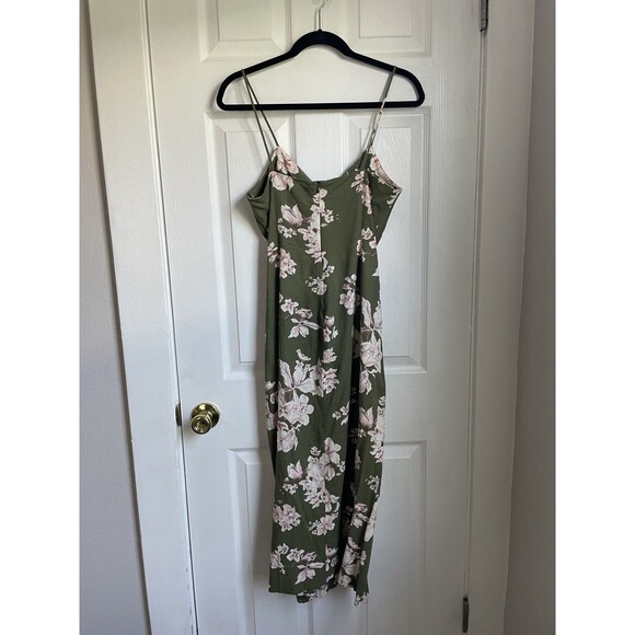 ZARA WOMAN SS23 ECRU/KHAKI LINEN BLEND PRINTED MIDI DRESS Size M floral wedding - Picture 5 of 9